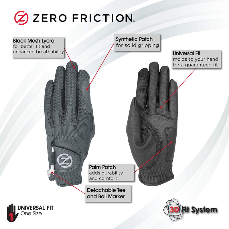 Zero Friction Ladies Compression-Fit Synthetic Golf Gloves, Universal Fit One Size Left Individual Black - BeesActive Australia