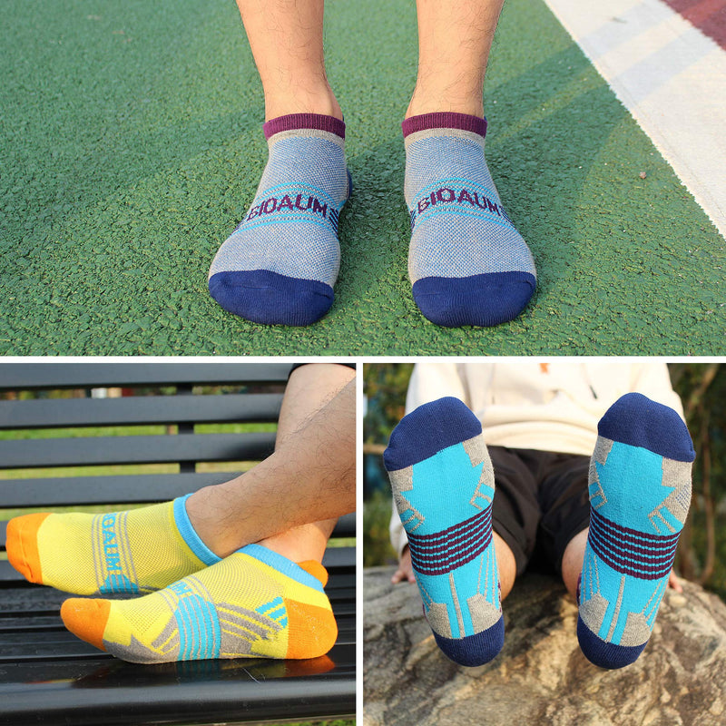 BIOAUM Cushioned Men's Ankle Socks Size 10-13, 6 Pairs Cotton Athletic Sport Breathable Low Cut Socks for Running Multicoloured - BeesActive Australia