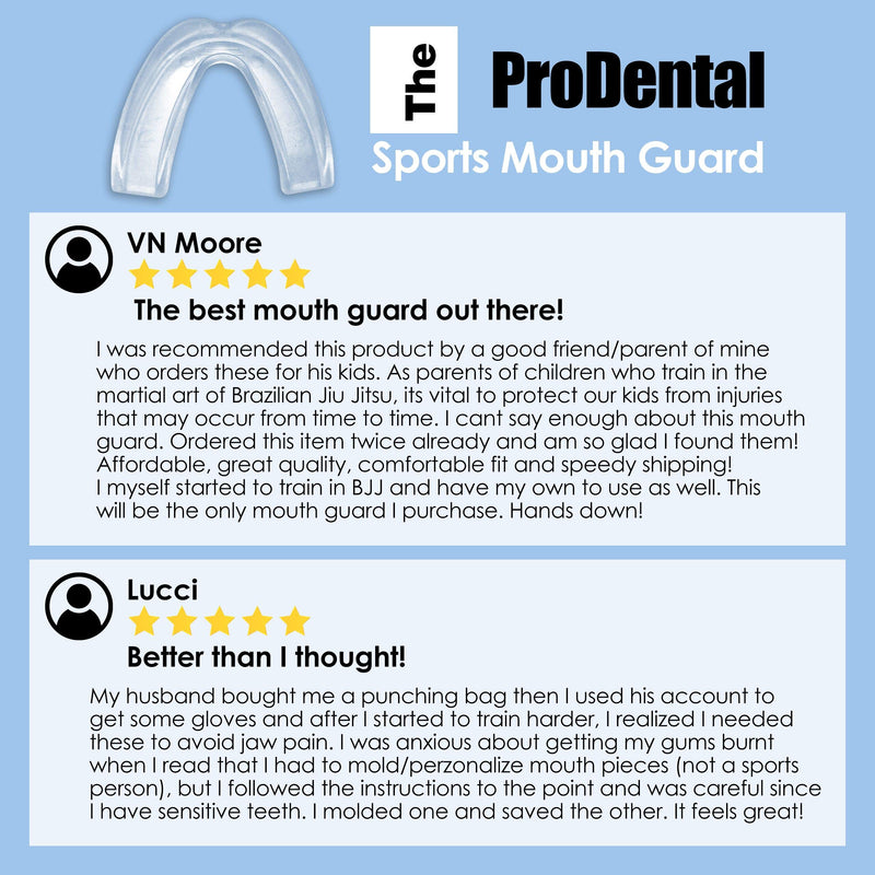 [AUSTRALIA] - ProDental Sports Mouth Guard (2 Pack) | No BPA Soft Material, Made in USA | Customizable for Comfort - Fits Any Size Mouth Age 12+ | Athletic Teeth Mouth Guards Designed for Maximum Protection 