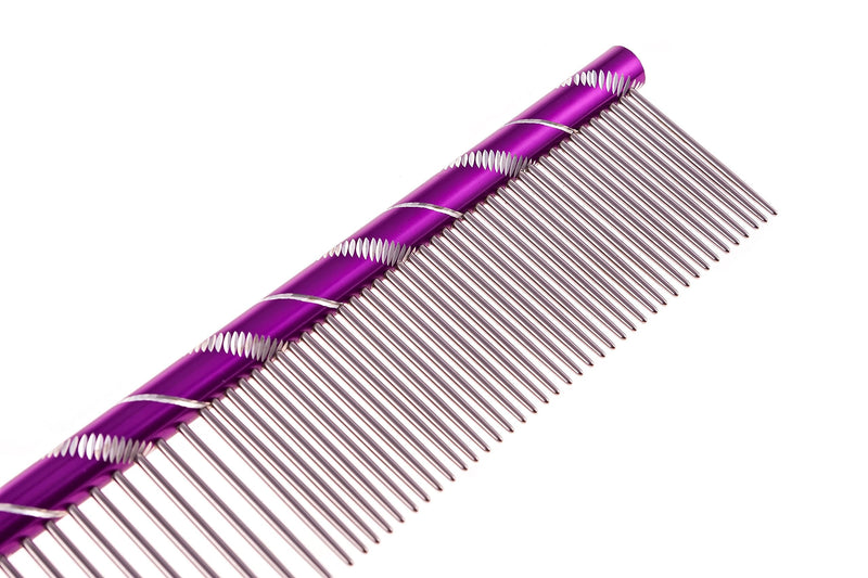 MEKBOK Dog Comb Grooms Cats As Well - for Medium to Thick Coats - 8 Inch Length - Rounded Spine - Grooming Tool for Mats and Shedding Purple - BeesActive Australia
