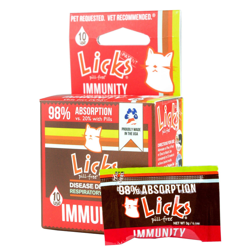 Licks Pill-Free Cat Immunity - Immune Support Cat Supplies - Respiratory Supplements for Cats - Cat Health Supplies - Gel Packets - 10 Use - BeesActive Australia