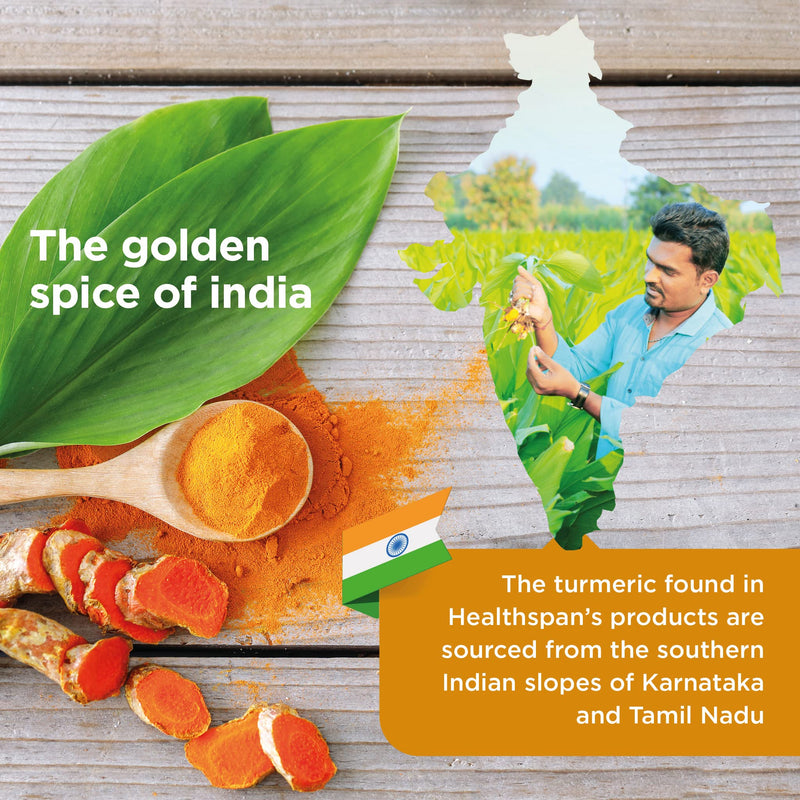 Healthspan Opti-Turmeric | High Strength 500mg Liquid Curcumin | Supports Cartilage Formation | Immune Health | 185 Times Better Absorbed & 7 Times Faster Acting Than Standard Turmeric (60 Capsules) - BeesActive Australia