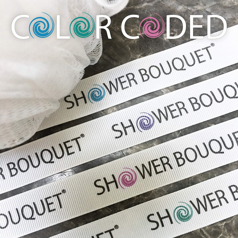 Loofah Soft-White-Cloud Bath-Sponge XL-75g-Set by Shower Bouquet: 4 Pack, Extra Large Mesh Pouf for Men and Women - Exfoliate with Big Gentle Cleanse Scrubber in Beauty Bathing Accessories Bright White, Color-coded Ribbons - BeesActive Australia