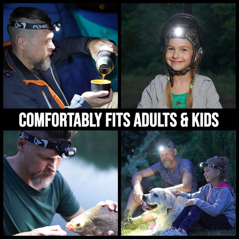 Foxelli USB Rechargeable Headlamp Flashlight - Super Bright LED Head Lamp for Running, Camping & Work, Lightweight & Comfortable Head Light for Adults & Kids - BeesActive Australia