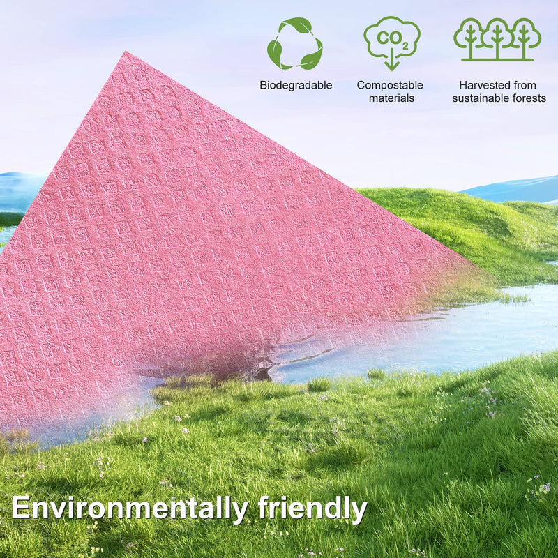 Homaxy Swedish Dishcloths for Kitchen, 10 Pack Reusable and Eco-Friendly Cellulose Sponge Cloths Dish Towels, Absorbent and No Odor Paper Towels for Dishes ＆ Counters, Pink Pack of 10 - BeesActive Australia
