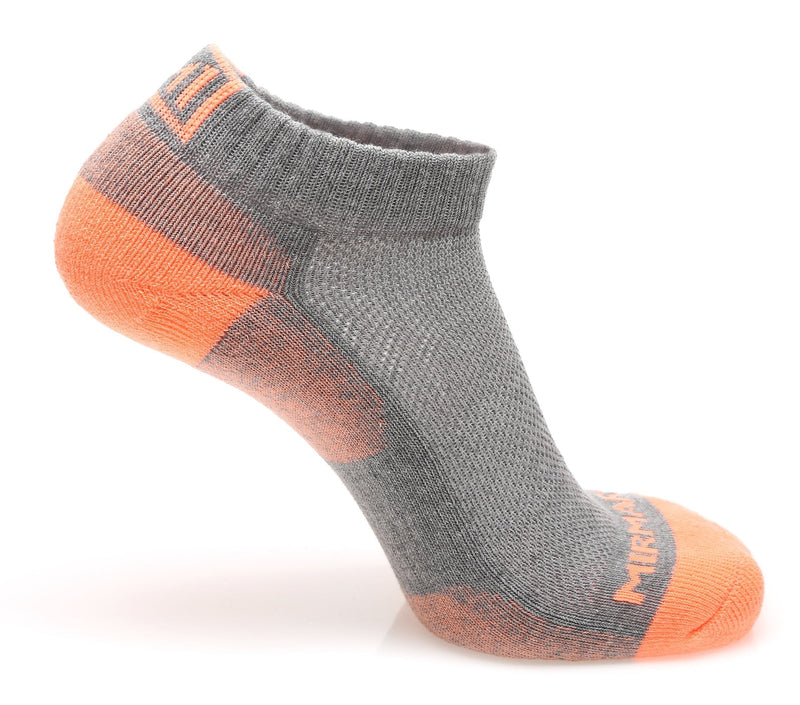 MIRMARU High Performance 6 Pairs Low Cut Athletic Running Cushion Sports Socks for Men & Women 7-10 H, 2x Grey Lime, 2x Grey Orange, 2x Grey Aqua - BeesActive Australia