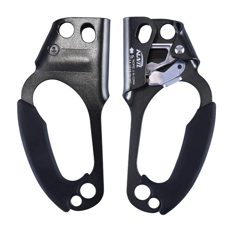 WILDKEN Climbing Hand Ascender Outdoor Mountaineering Tree Arborist Climbing Rappelling Equip Hand Ascender for 8-12MM Rope Left Right Hand Ascender Black - Right - BeesActive Australia