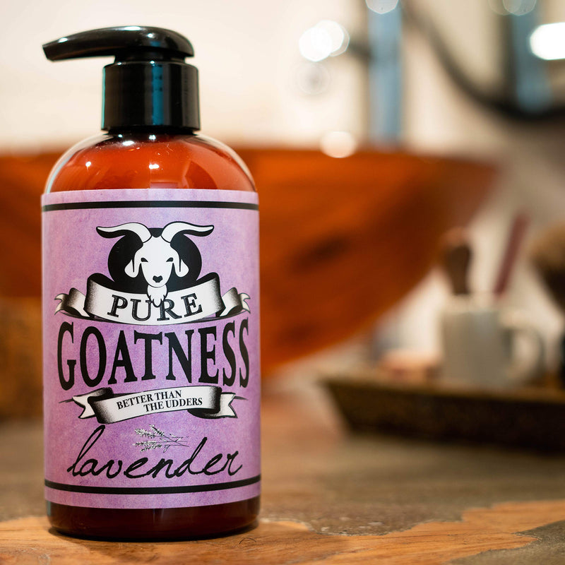 Pure Goatness Premium Goat Milk Lotion Natural Skincare Body Hand and Face rejuvenating and cleansing moisturizer (Lavender, 8 oz) Lavender 8 Fl Oz (Pack of 1) - BeesActive Australia