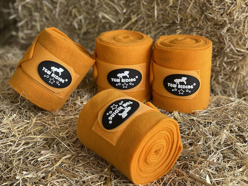 TGW RIDING Horse Polo Leg Wraps, Horse Leg Wraps, Horse Fleece Bandages,4-Pack Orange - BeesActive Australia