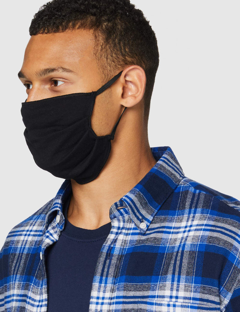 Oscar Apparels Reusable Face Mask, 100% BCI Cotton with Elastic Loop, Adult (5 Pack) One Size (Pack of 5) Black - BeesActive Australia