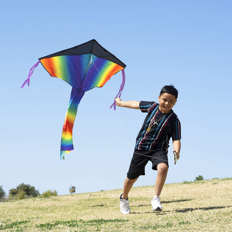 JOYIN 3 Packs Delta Rainbow Kite Warm and Cold Color Easy to Fly Huge Kites for Kids and Adults with 262.5 ft Kite String, Large Delta Beach Kite for Outdoor Games and Activities - BeesActive Australia