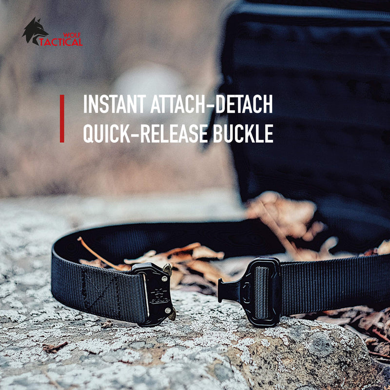 WOLF TACTICAL Heavy Duty Quick-Release EDC Belt - Stiffened 2-Ply 1.5” Nylon Gun Belt for Concealed Carry Holsters XXL (46-51) Black - BeesActive Australia