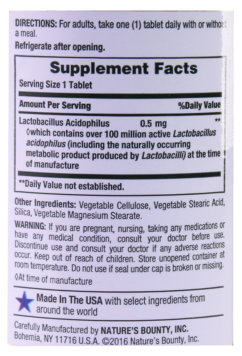 Acidophilus Probiotic by Nature's Bounty, Dietary Supplement, For Digestive Health, 120 Tablets (Packaging May Vary) 120 Count (Pack of 1) - BeesActive Australia