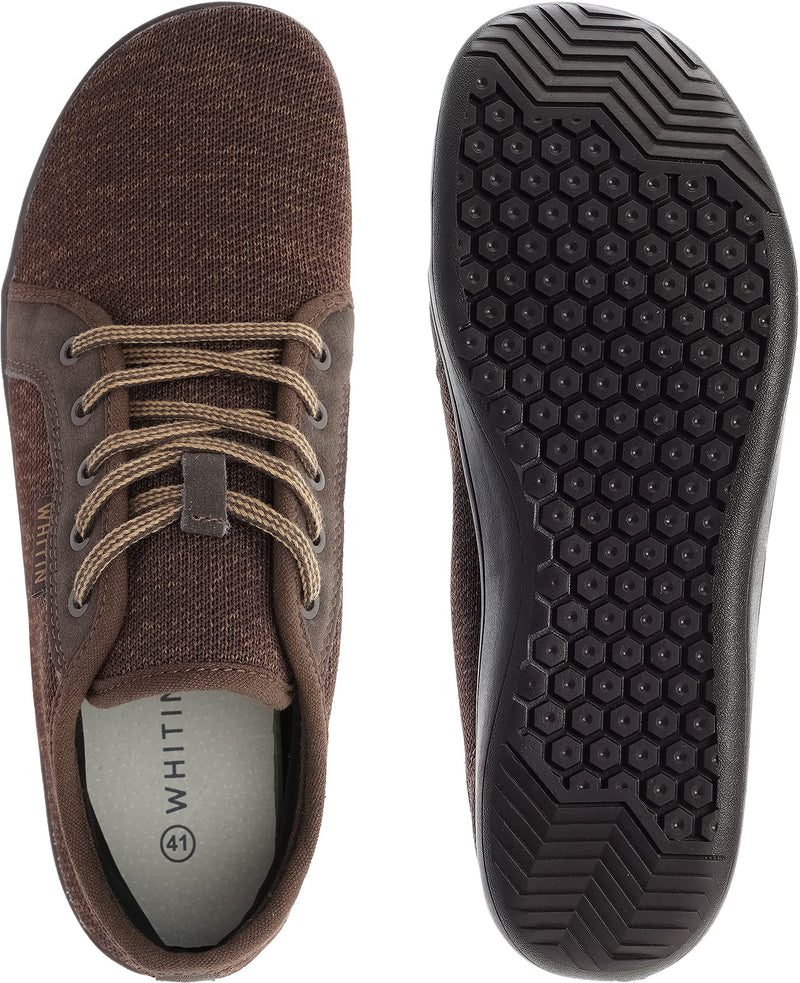 WHITIN Men's Minimalist Barefoot Sneakers | Wide fit | Zero Drop Sole | Upgraded Footbed 10 Brown ( Blended ) - BeesActive Australia