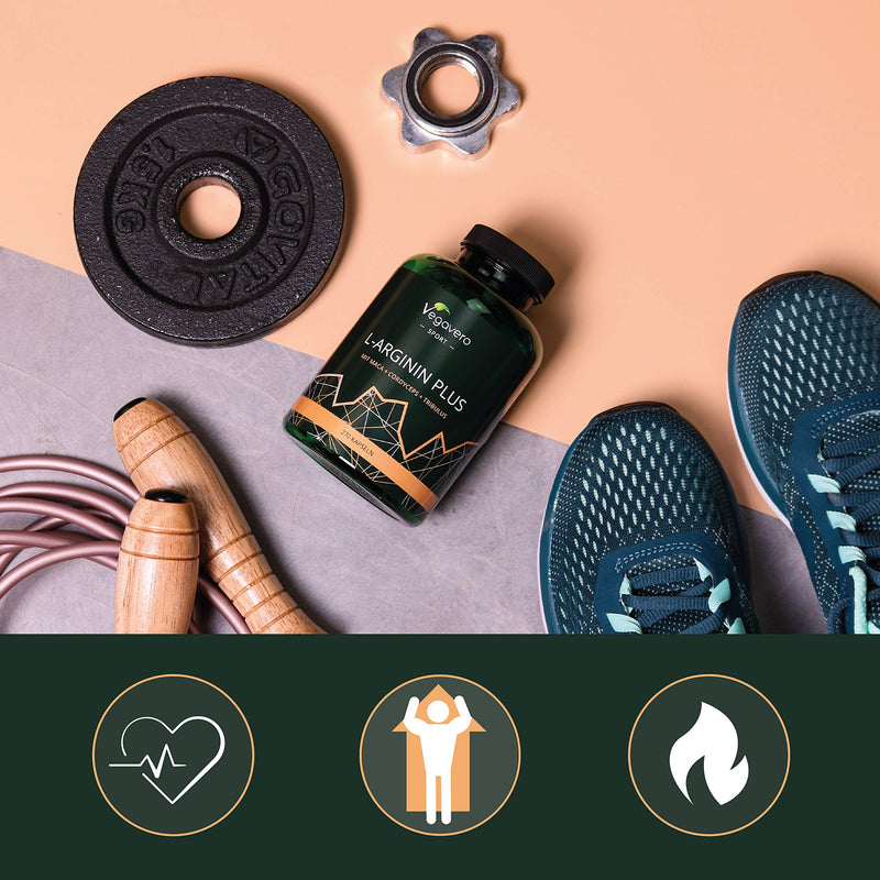 L-Arginine Complex Vegavero® | with Maca, Tribulus Terrestris, Zinc, Cordyceps & Vitamin C | 270 Vegan Capsules | NO Additives, Gelatine or Bulking Agents - BeesActive Australia