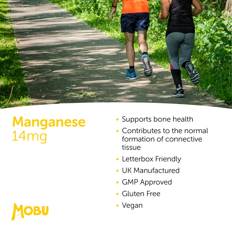 Manganese 14mg 120 Tablets | Joint Support Cartilage & Bone Health | Mineral Supplement | Vegan UK Made | GMP Approved | MOBU - BeesActive Australia