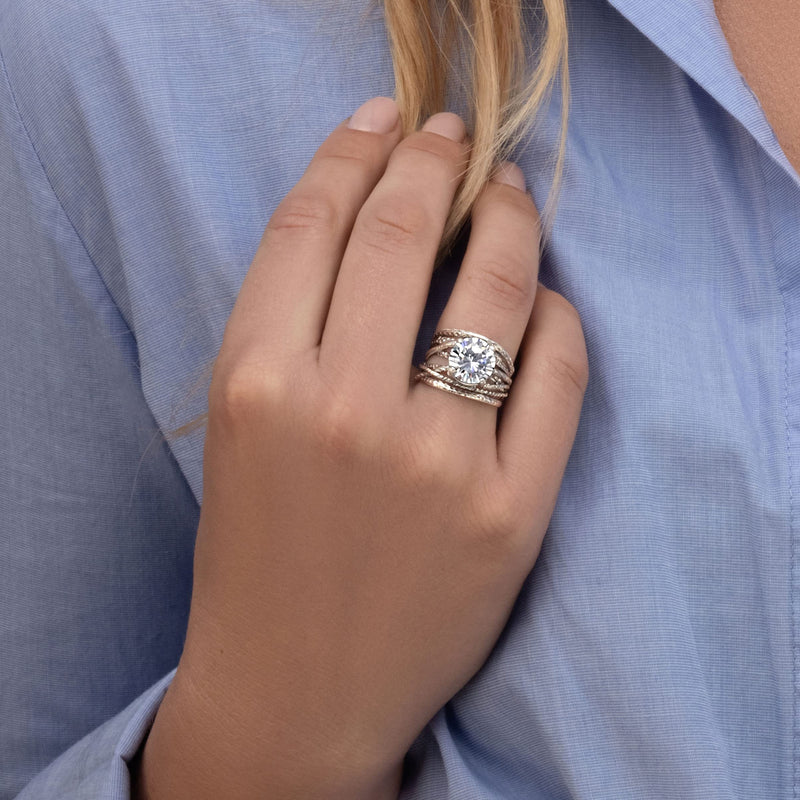JEAN RACHEL JEWELRY 925 Sterling Silver Ring With A White Round Cubic Zirconia CZ Prong, Hypoallergenic, Nickel and Lead-free, Artisan Handcrafted Designer collection, Made In Israel 7 - BeesActive Australia