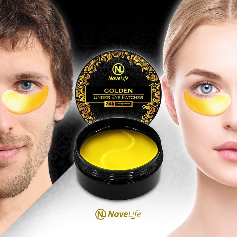 NoveLife Under Eye Mask - 24k Golden Under Eye Patches for Puffy Eyes - Anti-Aging Collagen Gel Eye Pads - Reduces Dark Circles, Puffiness & Wrinkles - Eye Bags Treatment for Women & Men - Skin Care - BeesActive Australia