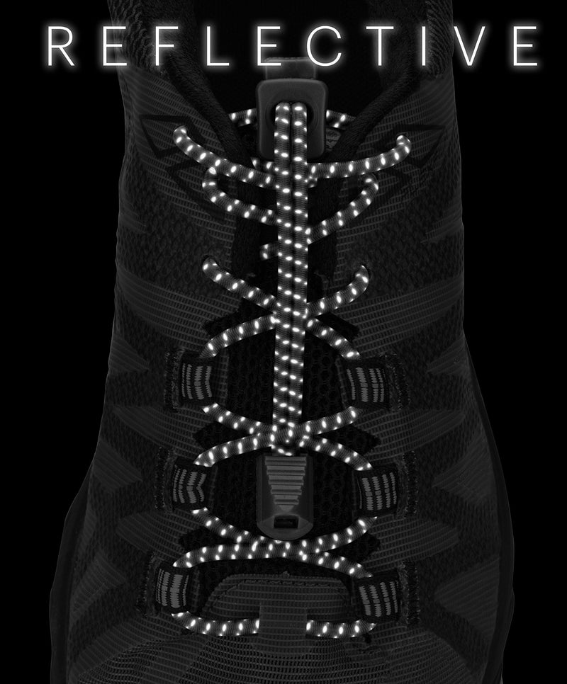 Nathan Reflective, Elastic No Tie Shoe Laces for Running and Active Sports Black - BeesActive Australia