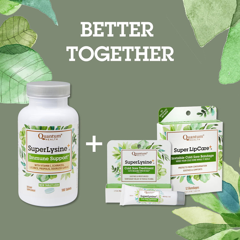 Quantum Health SuperLysine+ Advanced Formula Immune Support Supplement Lysine 1500 mg, Vitamin C Echinacea Licorice Bee Propolis & Odorless Garlic Daily Wellness Blend for Women & Men - 180 Tablets 180 Count - BeesActive Australia