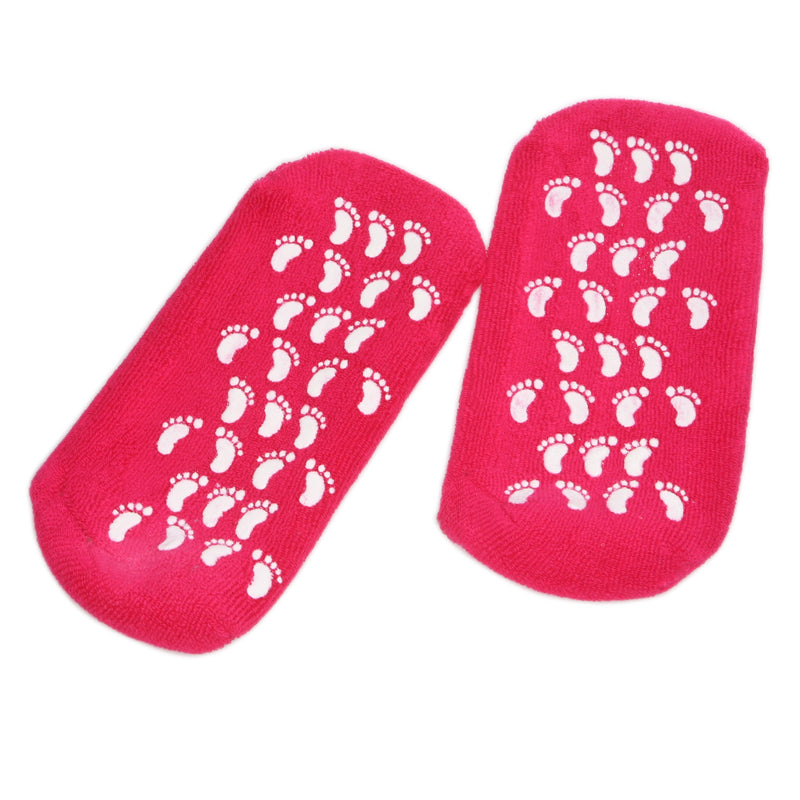 Deluxe Comfort Womens Terry Gel-Lined Moisturizing Booties, One Size – Infused with Essential Oils – Gel Lining – Non-Slip Comfort Grips – Socks, Pink - BeesActive Australia