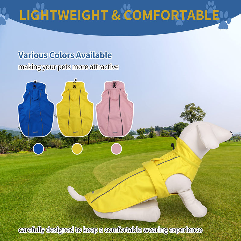 Waterproof Dog Raincoat with Reflective Strip, Adjustable Breathable Rain Coat Jacket with Leash Hole for Pets Small Blue - BeesActive Australia