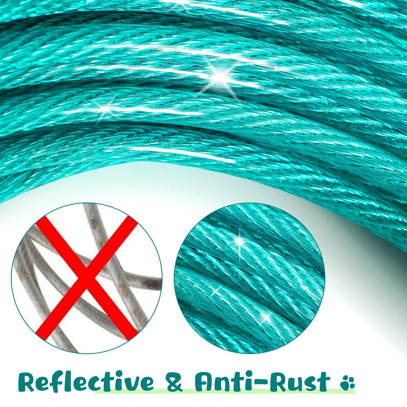 Tie Out Cable for Dogs Outside,30/50FT Chew Proof Dog Runner for Yard,Heavy Duty Dog Tie Out Cable for Dogs Up to 125/250/350lbs,Durable Dog Leads for Yard or Camping Camping 50 Foot Ice Blue for 125lbs - BeesActive Australia