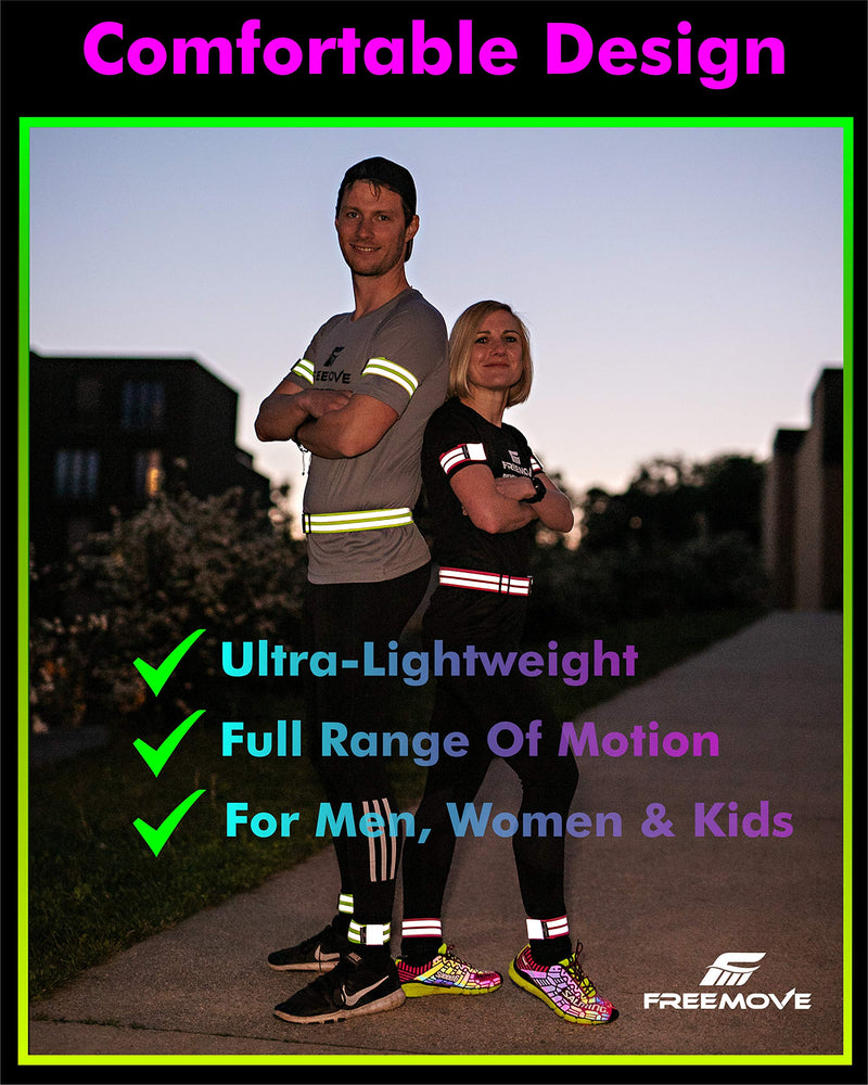 [AUSTRALIA] - Reflective Running Gear SET1 Reflective Belt with a pack of 4 Reflective Bands | SET2 pack of 2 Bands and Carry Bag | High Visibility at Day or Night Cycling, Biking, Walking, Jogging For Men, Women Pink BELT and BANDS 