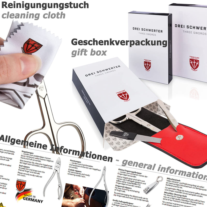 3 Swords Germany - brand quality 3 piece manicure pedicure grooming kit set for professional nail care scissors file genuine leather case in gift box, Made in Solingen Germany WHITE - BeesActive Australia
