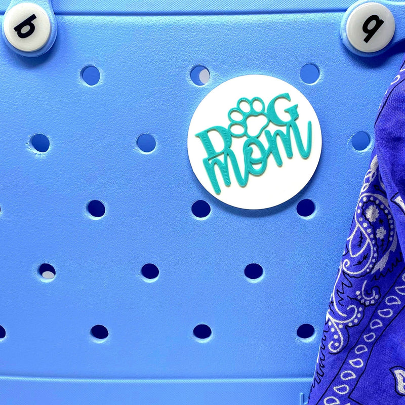 BOGLETS - Dog Mom Charm - Decorative Charm Accessories Compatible with Bogg Bags, Simply Southern and other Tote Bags. - (Teal and White) - BeesActive Australia