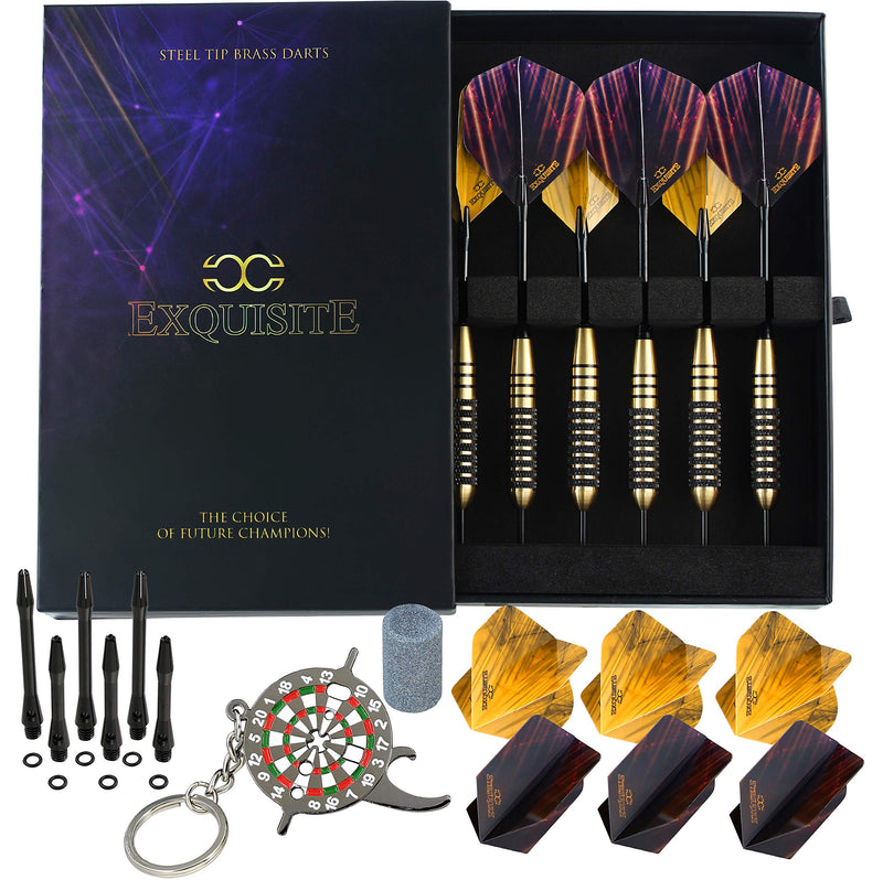 [AUSTRALIA] - CC-Exquisite Professional Darts Set - Customizable Configuration 6 Steel Tip Darts 20g/24g with 12 Aluminum Shafts 35/48mm, 12 O-Rings, 12 Flights Standard/Slim, Dart Tool, Dart Sharpener and Case 