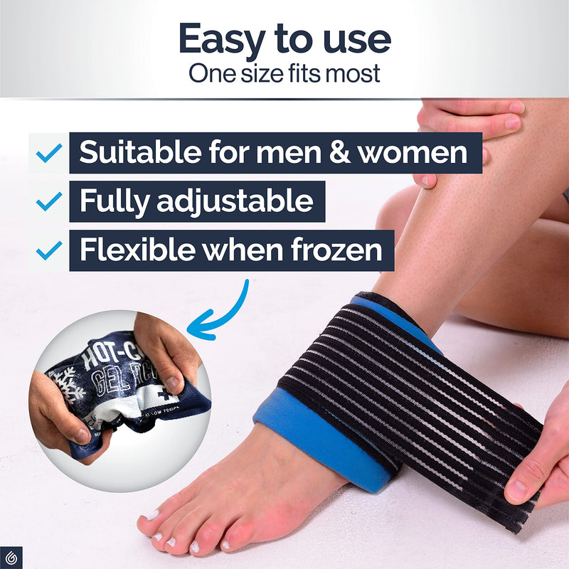 Ankle Ice Pack Wrap for Sports Injuries, Hot/Cold Gel Pack for Plantar Fasciitis, Achilles Tendonitis, Joint Pain Relief - Microwavable Heat/Cold Compress Support for Sore Feet by Gelpacks Direct 1 Count (Pack of 1) - BeesActive Australia