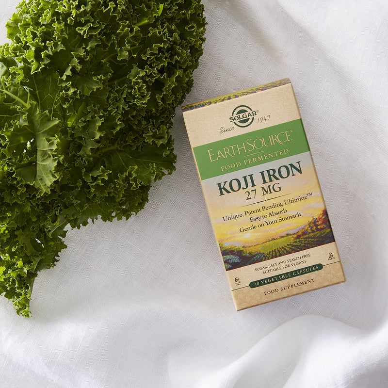 Solgar Earth Source Food Fermented Koji Iron 27 mg - Pack of 30 - Highly Absorbable - Supports a Plant-Based Lifestyle - Vegan and Gluten Free - BeesActive Australia