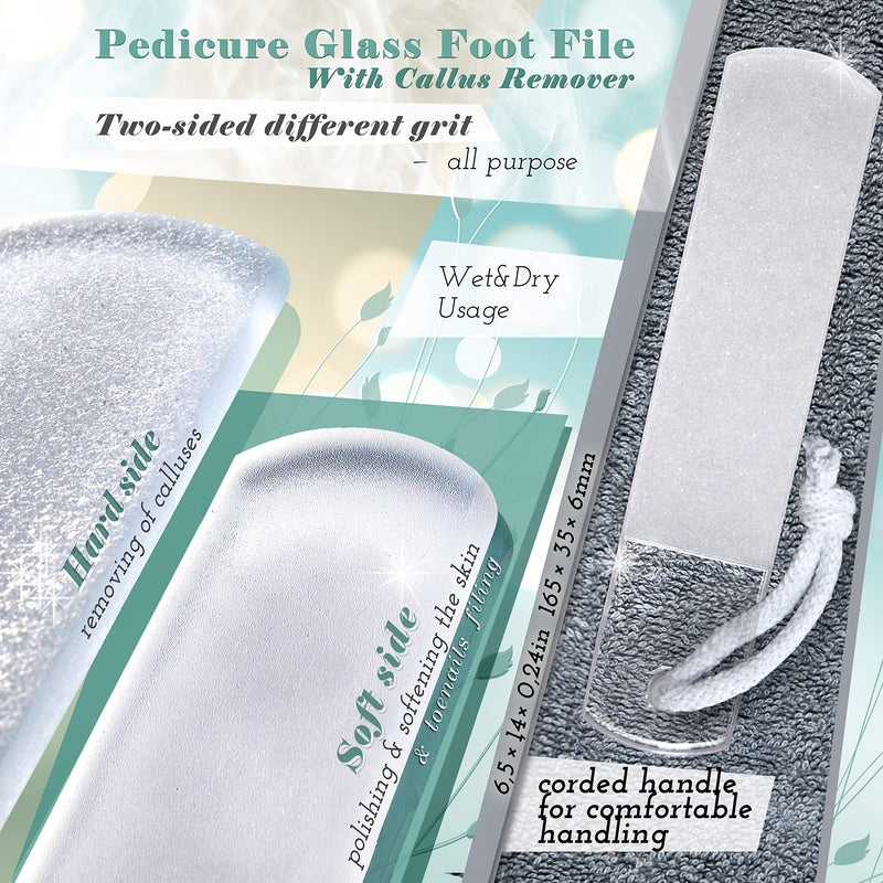 Genuine Czech Glass Foot File - Gentle Callus Remover, Pedicure & Spa Rough Skin Scrubber, Professional Toenail And Heels Care, Etched Different Grit Surface, EU Quality by Gladzy - Large Size - BeesActive Australia