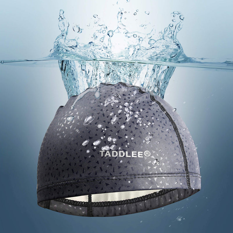 [AUSTRALIA] - TADDLEE Men Swim Cap PU Fabric Silicone Lycra Swimming Hat Pool Waterproof Sports Adult Swim Wear Accessories Large Size Outdoor(Gray) 