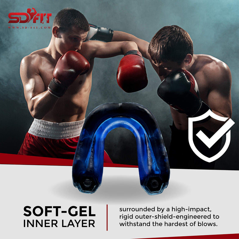 SDFIT Mouth Guard/Dental Guard - Slim Fit for All Football MMA, Boxing, Hockey, Basketball, Judo & All Contact Sports with Mouthguard Case for Adult & Youth with Gel to Protect Braces Aqua - BeesActive Australia