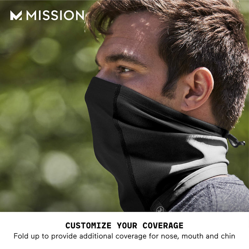 MISSION All Season Neck Gaiter, Adjustable Draw cord, Face Cover, Breathable Fabric, Reusable & Machine Washable, UPF 50 Anthracite Black - BeesActive Australia