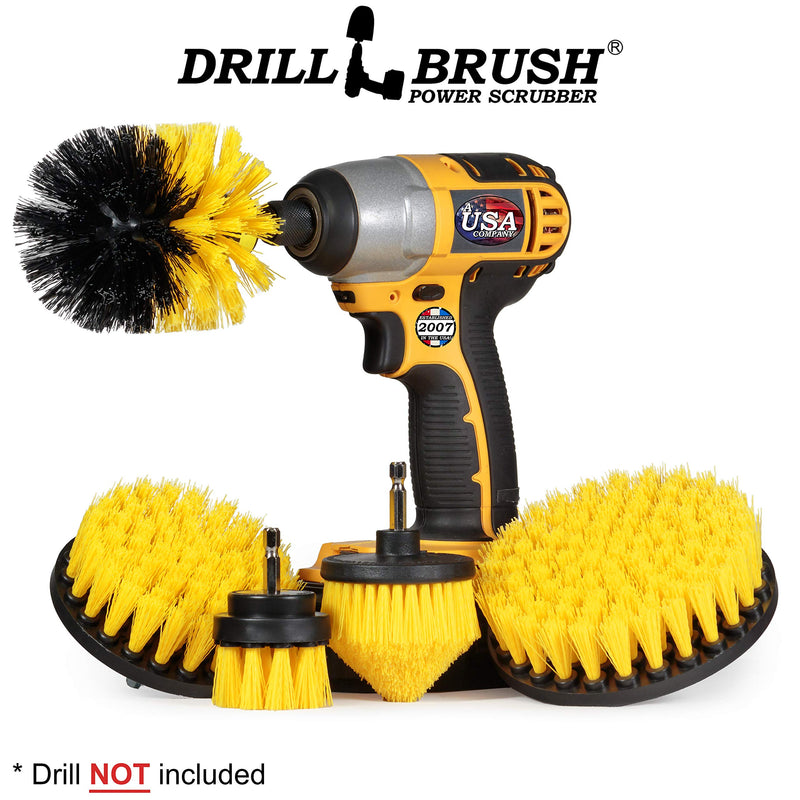 Drill Brush Power Scrubber by Useful Products - Shower Brush - Shower Cleaner - Toilet Cleaner - Bathroom Cleaner - Toilet Brush - Tile Cleaner - Floor Cleaner - Bathroom Accessory Set - Clean Shower Yellow - BeesActive Australia