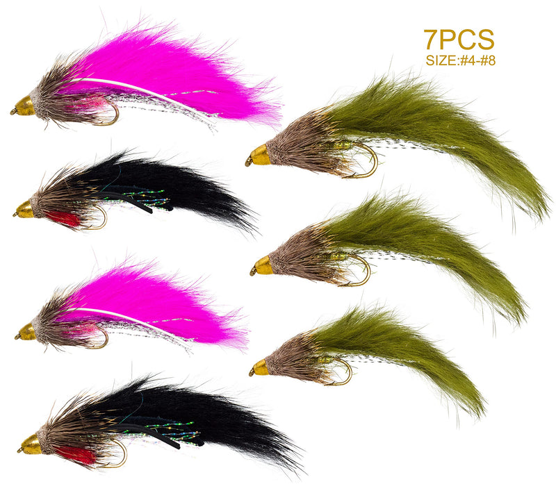 7 Conehead Zuddler/Bunny Muddler Minnow Dry Fly Fishing Assortment | Trout, Sculpin Streamer, Baitfish Flies - BeesActive Australia