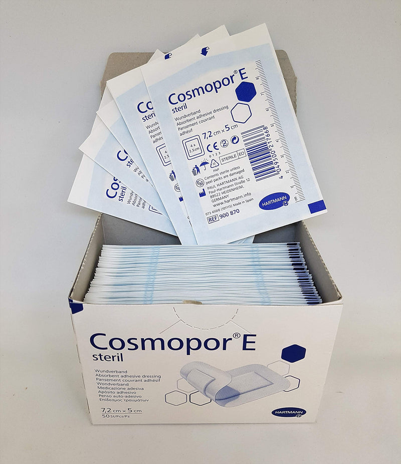 New Cosmopor-E Sterile Absorbent Adhesive Dressing, 7.2cm x 5cm, 2 Packs of 50 7.2X5 cm (Pack of 100) - BeesActive Australia