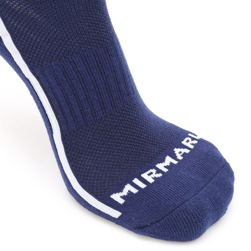 [AUSTRALIA] - MIRMARU 6 Pairs Running Low Cut Athletic Cushion Tab Breathable Comfortable Cotton Socks for Men and Women Navy-white Striped 10-13 