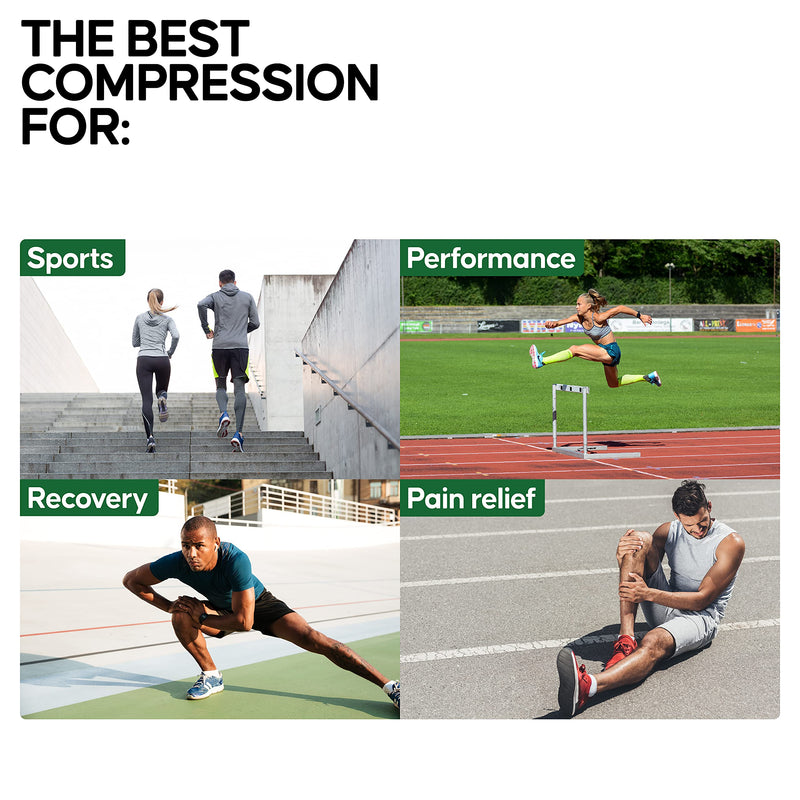 DANISH ENDURANCE Graduated Calf Compression Sleeves 21-26mmHg for Men & Women, Performance Running, Cycling, Sports Solid Black 1 Pair Medium - BeesActive Australia