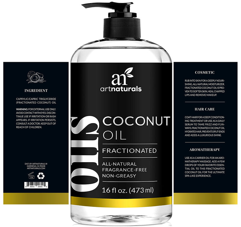 ArtNaturals 100% Natural Organic Pure Fractionated Coconut Oil Liquid for skin - 16 Oz Premium Therapeutic Grade - Coconut Massage Oil and Carrier Oil for Essential Oils Organic Coconut Oil - BeesActive Australia