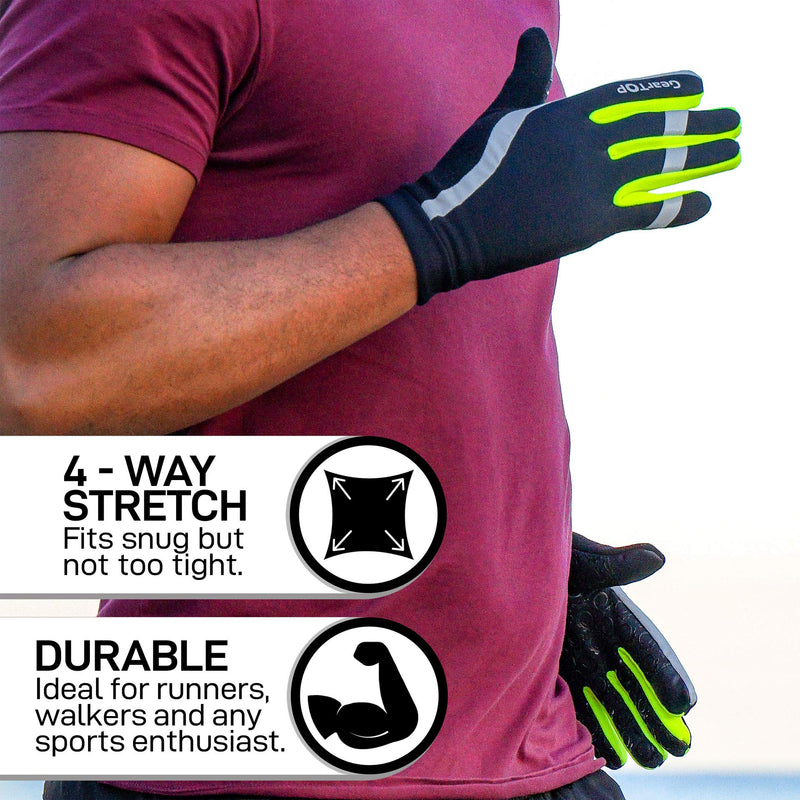 [AUSTRALIA] - GearTOP Running Gloves for Men and Women, Lightweight Outdoor Sports Touchscreen Gloves, Multi-Purpose Reflective Gloves for Cycling, Biking, Driving & for All Weather Conditions Large 