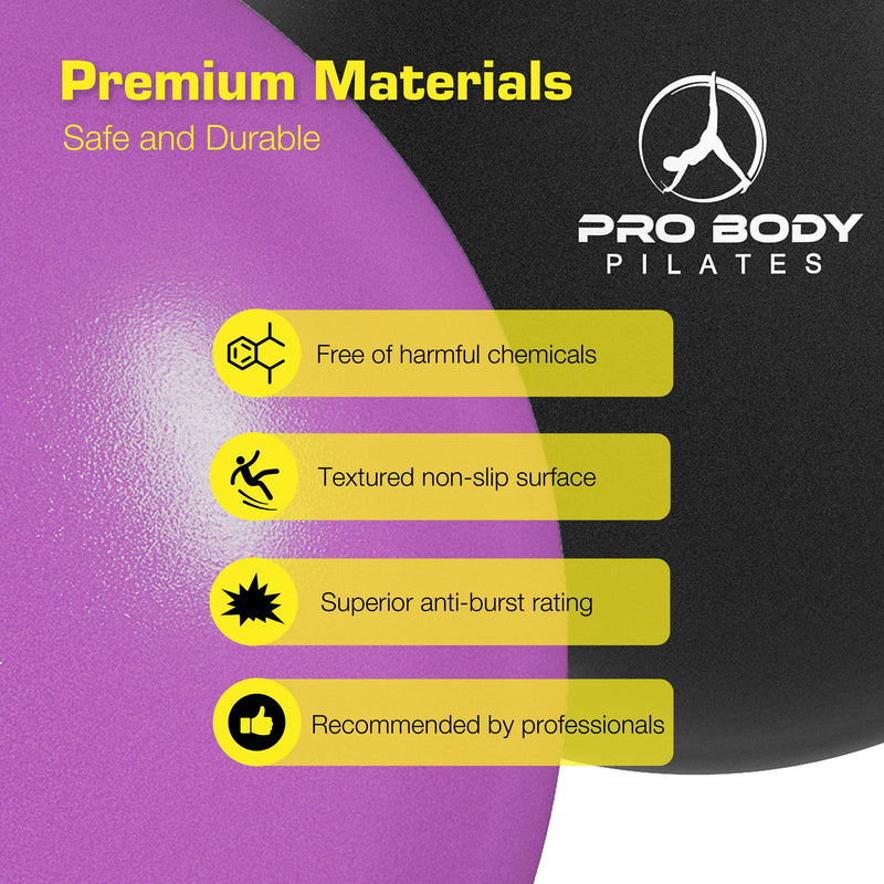 ProBody Pilates Mini Exercise Ball - 9 Inch Small Bender Ball for Stability, Barre, Pilates, Yoga, Balance, Core Training, Stretching and Physical Therapy with Workout Guide Purple - BeesActive Australia