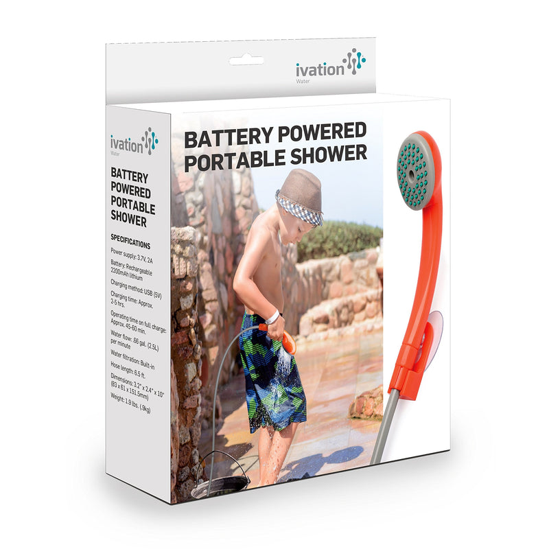 Ivation Portable Outdoor Shower, Battery Powered - Compact Handheld Rechargeable Camping Showerhead - Pumps Water from Bucket Into Steady, Gentle Shower Stream - BeesActive Australia