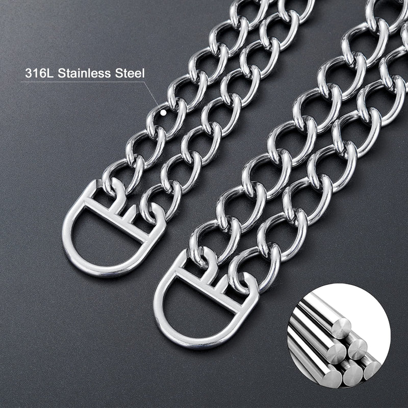 W/W Lifetime Dog Chain Collar Walking Metal Chain Collar with Design Secure Buckle, Cuban Link 24MM Strong Heavy Duty Chew Proof for Small Medium Dogs S (Suits Dog Neck 10" to 16") Silver - BeesActive Australia