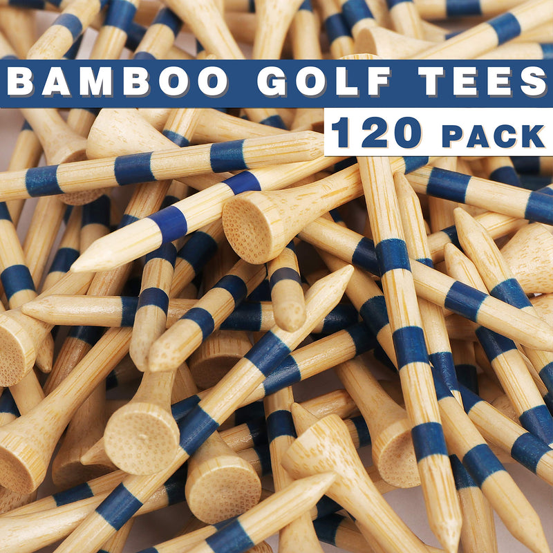 Champkey SDB Bamboo Golf Tees Pack of 120 (2-3/4" & 3-1/4" Available) - Friendly Biodegradable Material, More Durable and Stable Natural 2-3/4 Inch - BeesActive Australia