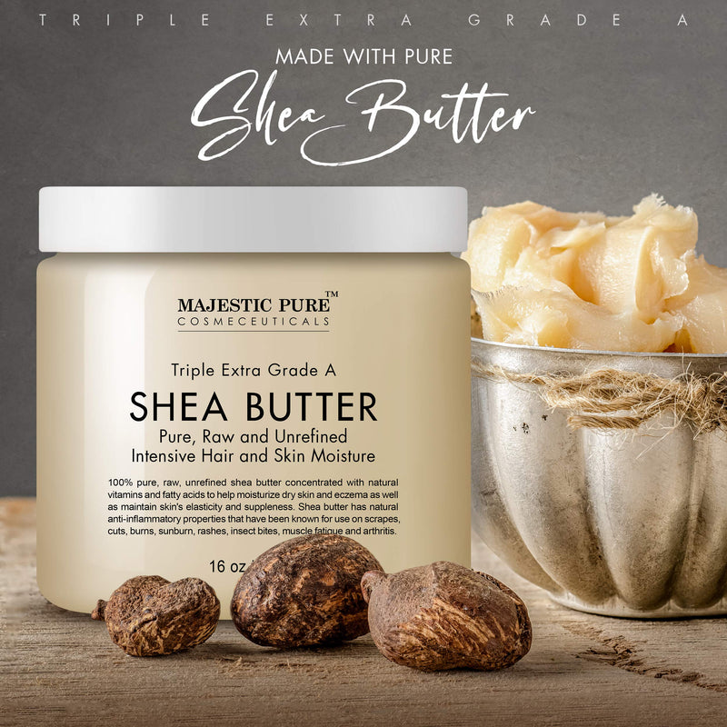 Majestic Pure Shea Butter - raw unrefined Premium Grade - 16 Oz 1 Pound (Pack of 1) - BeesActive Australia