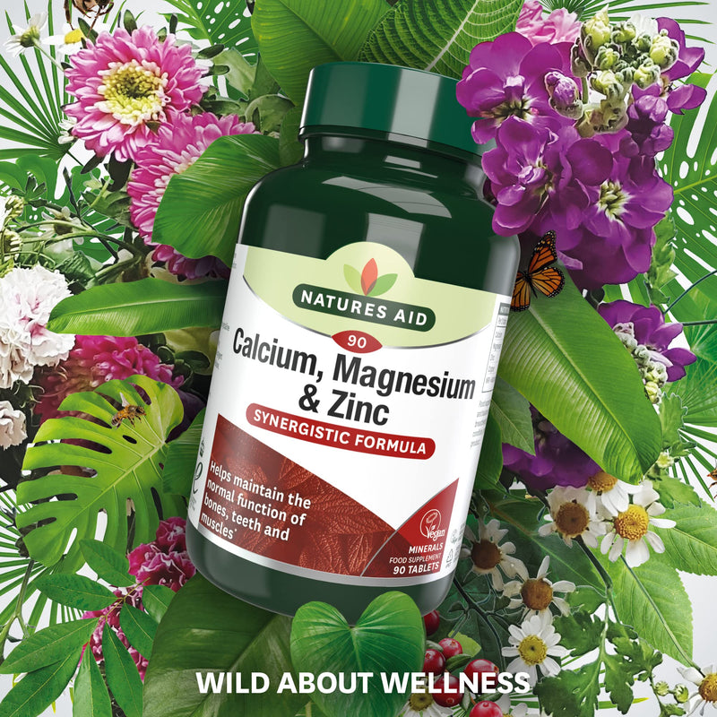 Natures Aid Calcium, Magnesium and Zinc, Maintain Normal Bones, Teeth and Muscle Function, Vegan, 90 Tablets Calcium, Magnesium and Zinc, 90 Tablets - BeesActive Australia